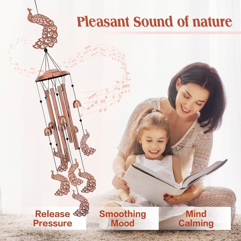 EZTZEN Peacock Wind Chimes for Outside,Peacock Gifts for Women/Men/Sympathy Gift/Memorial Gifts/Birthday Festival Metal windchimes Outdoors/Indoors,Patio,Garden Decor,Home,Porch,Yard - Image 3
